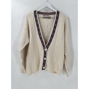 American Eagle Vintage Cardigan Sweater Womens Medium Ivory Beige V Neck Buttons